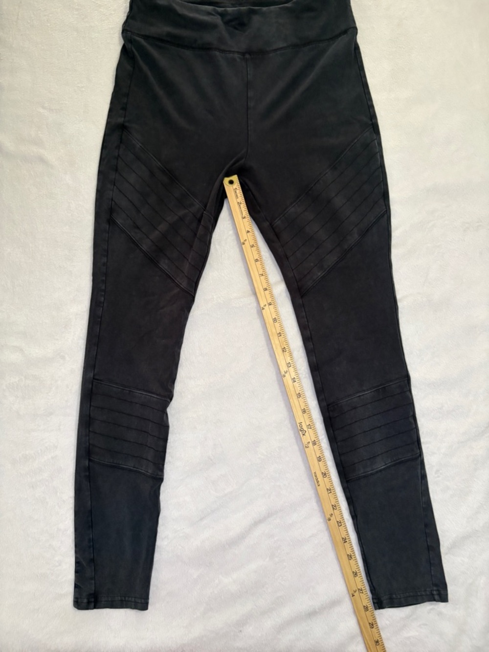 Cotton Mossimo Supply Co. Acid Wash Black Athletic Leggings Size Large Fit as XL